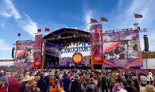 Crowd watching a live performance at Big Red Bash festival